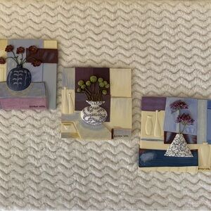 EXCELLENT condition. Set of 3 Kathryn White 3D Art Tiles with built in hangers.